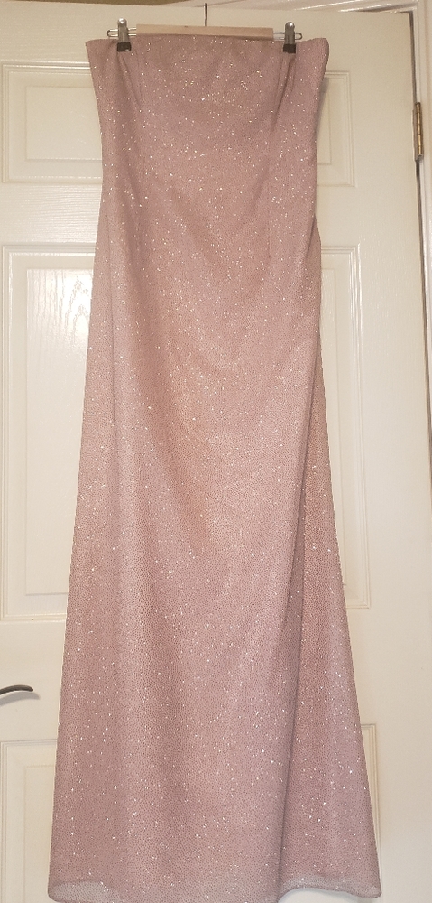 Formal Pink Iridescent Glitter Strapless Dress